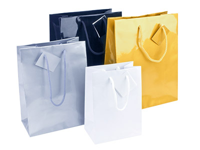Mittleres Modell Glänzende Schwarzegeschenktasche, 5er-pack - Standard Bild - 2