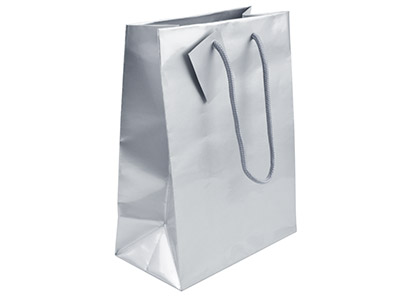 Geschenktasche, 5er-pack, Mittelgro, 215 X 160 X 90mm, Silberglänzend