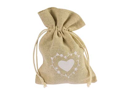 Jute Bag Small Pk 10, Large Heart - Standard Bild - 1