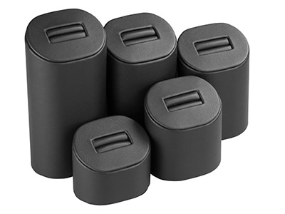Ringständer, Schwarzes Kunstleder, 5er-pack