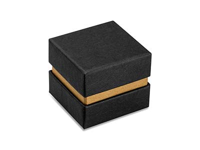 Ringschachtel, Schwarzer Karton Mitmetallband In Gold - Standard Bild - 2