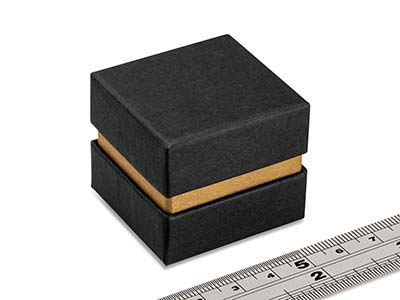 Ringschachtel, Schwarzer Karton Mitmetallband In Gold - Standard Bild - 4