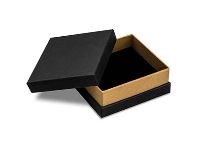 Universalschachtel Groß, Schwarzer Karton Mit Goldenem Metallstreifen - Standard Bild - 1