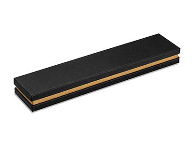 Armbandschachtel, Schwarzer Karton Mit Gold Metallstreifen - Standard Bild - 2
