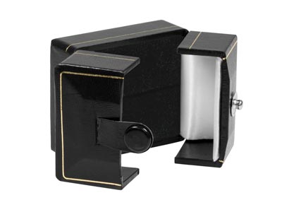 Ringschatulle Aus Schwarzem Kunstleder Mit Doppelöffnung - Standard Bild - 3