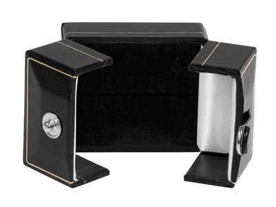 Ringschatulle Aus Schwarzem Kunstleder Mit Doppelöffnung - Standard Bild - 4