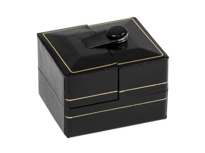 Ringschatulle Aus Schwarzem Kunstleder Mit Doppelöffnung - Standard Bild - 5