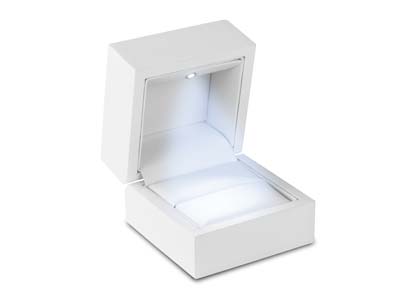 Ringschatulle Mit Led, Weißes Holz - Standard Bild - 1