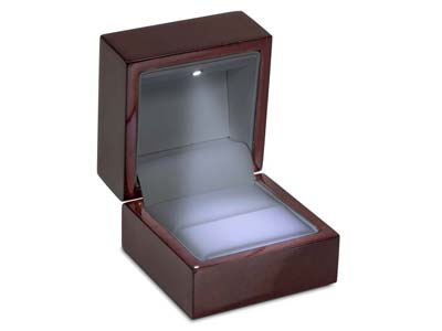 Ringschatulle Mit Led, Holz Braun Rosenholzeffekt - Standard Bild - 1