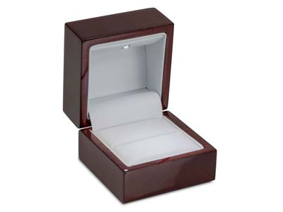 Ringschatulle Mit Led, Holz Braun Rosenholzeffekt - Standard Bild - 2