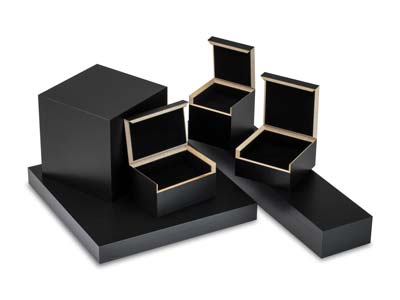 Schwarze Nahtlose Schachtel Für Zwei Ringe/manschettenknöpfe - Standard Bild - 3