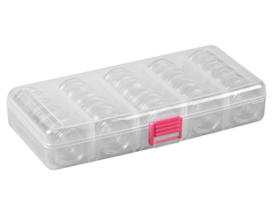 Set Aus 25 Stapelbaren Behältern Zur Perlenaufbewahrung In Einer Transparenten Box - Standard Bild - 2