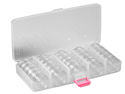 Set Aus 25 Stapelbaren Behältern Zur Perlenaufbewahrung In Einer Transparenten Box - Standard Bild - 5
