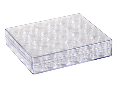 Aufbewahrung Für Perlen, 30 Mini-potsronds In Durchsichtiger Box Transparenten Box - Standard Bild - 2