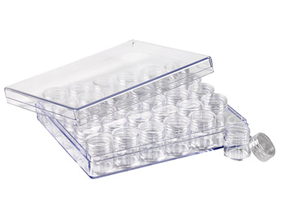 Aufbewahrung Für Perlen, 30 Mini-potsronds In Durchsichtiger Box Transparenten Box - Standard Bild - 4