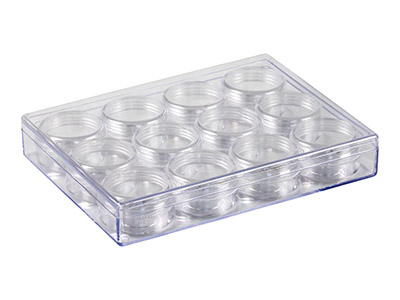 Perlenaufbewahrung, 12 Runde Gläserin Durchsichtiger Box Transparenten Box - Standard Bild - 2