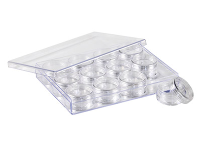Perlenaufbewahrung, 12 Runde Gläserin Durchsichtiger Box Transparenten Box - Standard Bild - 4