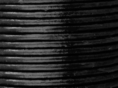 Rundes Lederband, Durchmesser 2 mm, 3 x 1 meter Länge, Schwarz - Standard Bild - 2