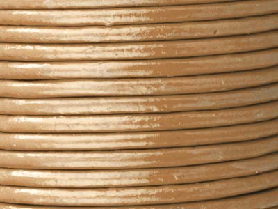 Rundes Lederband, Durchmesser 2 mm, 1 x 5 meter Länge, Natur - Standard Bild - 2