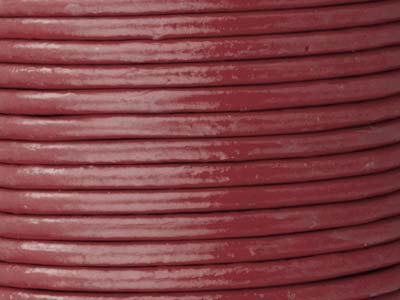 Rundes Lederband, Durchmesser 2 mm, 3 x 1 meter Länge, Dunkelrot - Standard Bild - 2