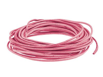 Rundes Lederband, Durchmesser 2 mm, 3 x 1 meter Länge, Rosa - Standard Bild - 1