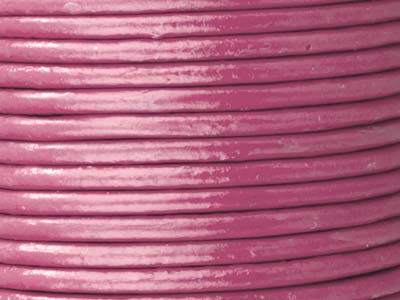 Rundes Lederband, Durchmesser 2 mm, 3 x 1 meter Länge, Rosa - Standard Bild - 2