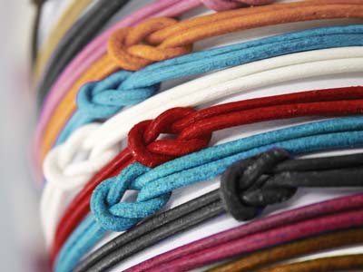 Rundes Lederband, Durchmesser 2 mm, 3 x 1 meter Länge, Rosa - Standard Bild - 3
