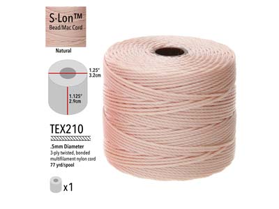 Beadsmith S-lon Bead Cord Natural Tex 210 Gauge #18 70m - Standard Bild - 3