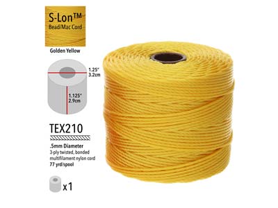 Beadsmith S-lon Bead Cord Golden Yellow Tex 210 Gauge #18 70m - Standard Bild - 3