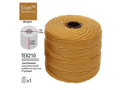 Beadsmith S-lon Bead Cord Marigold Tex 210 Gauge #18 70m - Standard Bild - 3