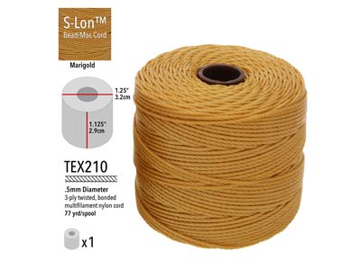 Beadsmith S-lon Bead Cord Marigold Tex 210 Gauge #18 70m - Standard Bild - 3