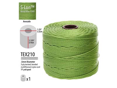 Beadsmith S-lon Bead Cord Avocado Tex 210 Gauge #18 70m - Standard Bild - 3