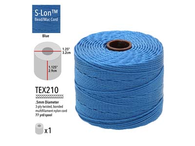 Beadsmith S-lon Bead Cord Blue Tex 210 Gauge #18 70m - Standard Bild - 3