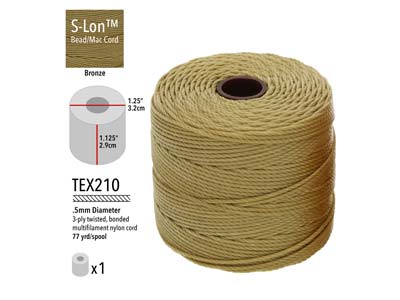 Beadsmith S-lon Bead Cord Bronze Tex 210 Gauge #18 70m - Standard Bild - 3