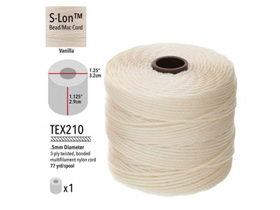 Beadsmith S-lon Bead Cord Vanilla Tex 210 Gauge #18 70m - Standard Bild - 3