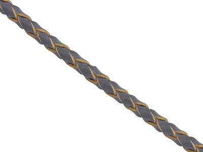 Geflochtenes Lederband, Rund, Durchmesser 3 mm, Länge 1 x 3 meter, Grau - Standard Bild - 1