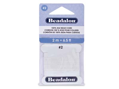 Beadalon Weißer Seidenfaden Mit Nadel, Größe 2, 0,45 mm, 2 m Länge - Standard Bild - 1