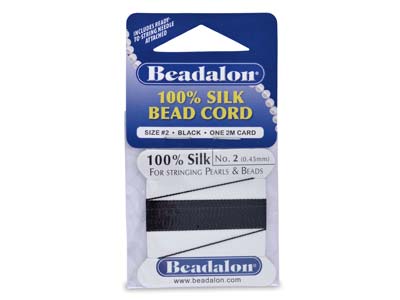 Beadalon-faden 100% Seide Schwarz 0,45 Mm, 1 Nadel, 2 Meter - Standard Bild - 1