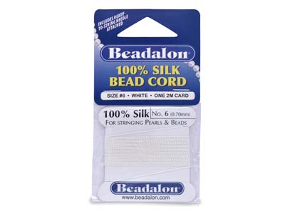 Beadalon Weißer Seidenfaden Mit Nadel, Größe 6, 0,70 mm, 2 m Länge - Standard Bild - 1