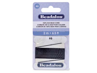 Beadalon-faden 100 Seide Schwarz 0,70 Mm, 1 Nadel, 2 Meter