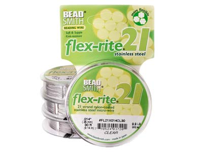 Flexrite-draht 21-stränge, 0,36 Mm,transparent, 9,14 Meter, Beadsmith - Standard Bild - 2