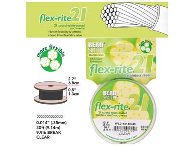 Flexrite-draht 21-stränge, 0,36 Mm,transparent, 9,14 Meter, Beadsmith - Standard Bild - 4