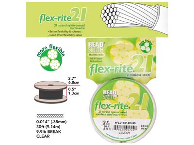 Beadsmith Flexrite, 21 Strand, Clear, 0.36mm, 9.1m - Standard Bild - 4