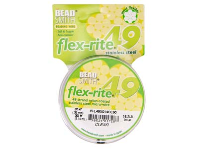 Beadsmith Flexrite, 49 Strand, Clear, 0.36mm, 9.1m - Standard Bild - 1