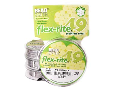 Flexrite-strang 49-fach, 0,36 Mm, Transparent, 9,14 Meter, Beadsmith - Standard Bild - 2