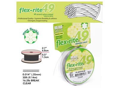 Flexrite-strang 49-fach, 0,36 Mm, Transparent, 9,14 Meter, Beadsmith - Standard Bild - 4