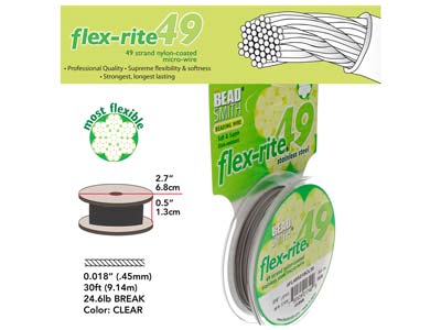 Flexrite-faden 49-fach, 0,45 Mm, Transparent, 9,14 Meter, Beadsmith - Standard Bild - 3
