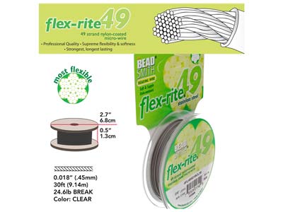 Beadsmith Flexrite, 49 Strand, Clear, 0.45mm, 9.1m - Standard Bild - 3