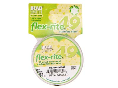 Beadsmith Flexrite, 49 Strand, Metallic Satin Gold, 0.36mm, 9.1m - Standard Bild - 1