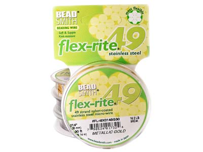 Flexrite-faden 49-fach, 0,36 Mm, Vergoldet, 9,14 Meter, Beadsmith - Standard Bild - 2
